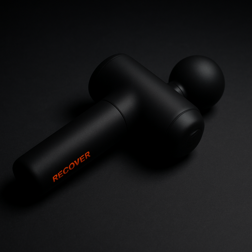 Beartrap standard massage recovery tool – matte black with orange accents on dark surface